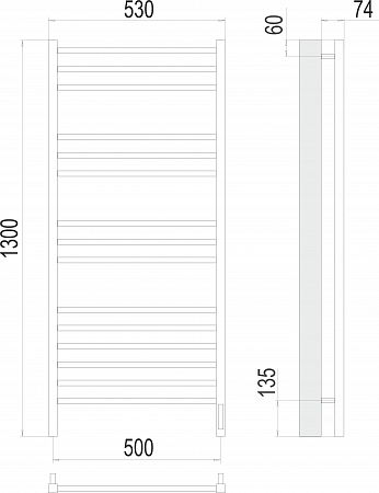 Сицилия П15 500х1300 электро (sensor quick touch) Полотенцесушитель TERMINUS)  Ступино - фото 3