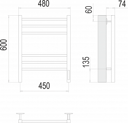 Сицилия П6 450х600 электро КС 9005 матовый ( new встроен диммер) Полотенцесушитель TERMINUS Ступино - фото 3 Сицилия П6 450х600 электро КС 9005 матовый ( new встроен диммер) Полотенцесушитель TERMINUS Ступино - фото 3
