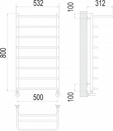 Полка П8 500х800  Полотенцесушитель  TERMINUS Ступино - фото 3
