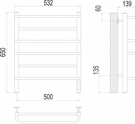 Евромикс П6 500х650 Электро (quick touch) Полотенцесушитель  TERMINUS Ступино - фото 3