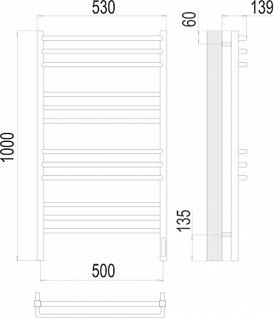 Соренто П12 500х1000 электро (sensor quick touch) Полотенцесушитель  TERMINUS Ступино - фото 3