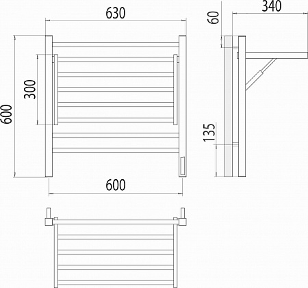 Горизонт П8 600х600 электро (sensor quick touch) Полотенцесушитель TERMINUS Ступино - фото 5