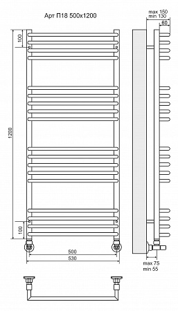 Арт П18 500х1200 Полотенцесушитель TERMINUS Ступино - фото 3 Арт П18 500х1200 Полотенцесушитель TERMINUS Ступино - фото 3