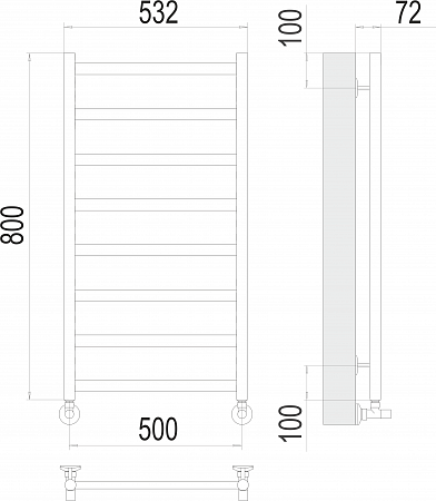 Аврора П8 500х800 Полотенцесушитель  TERMINUS Ступино - фото 3