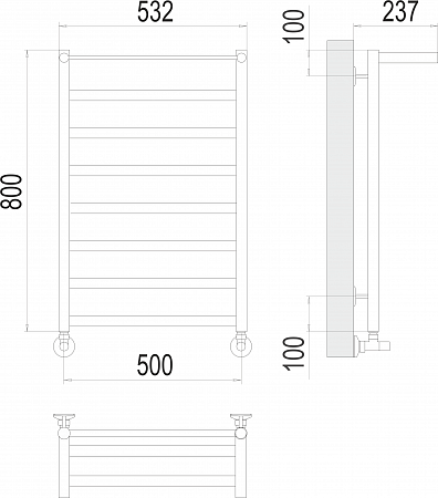 Хендрикс П8 500х800 Полотенцесушитель  TERMINUS Ступино - фото 3