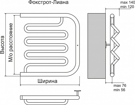 Фокстрот-Лиана AISI 600х500 Полотенцесушитель  TERMINUS Ступино - фото 3