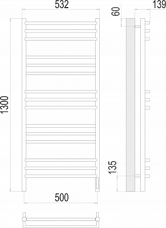 Прато П15 500х1300 электро (sensor quick touch) Полотенцесушитель  TERMINUS Ступино - фото 3