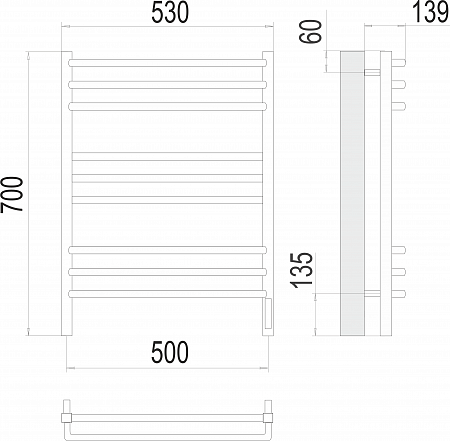 Соренто П9 500х700 электро (sensor quick touch) Полотенцесушитель  TERMINUS Ступино - фото 3