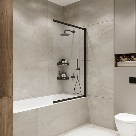 Шторка на ванну слайдер Terminus Ното 01 1500х900 проф.черный Ступино - фото 1 Шторка на ванну слайдер Terminus Ното 01 1500х900 проф.черный Ступино - фото 1