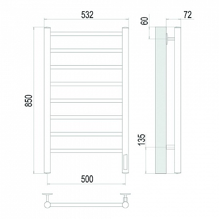 Аврора П8 500х850 Электро Полотенцесушитель TERMINUS Брашированное золото Ступино - фото 4 Аврора П8 500х850 Электро Полотенцесушитель TERMINUS Брашированное золото Ступино - фото 4