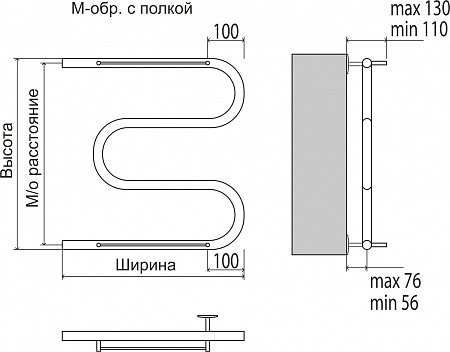 М-обр с/п AISI 32х2 500х700 Полотенцесушитель  TERMINUS Ступино - фото 3